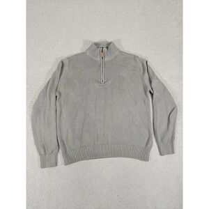 St.‎ John's Bay Sweater Mens Large Gray Quarter Zip Mock Neck Pullover Knit